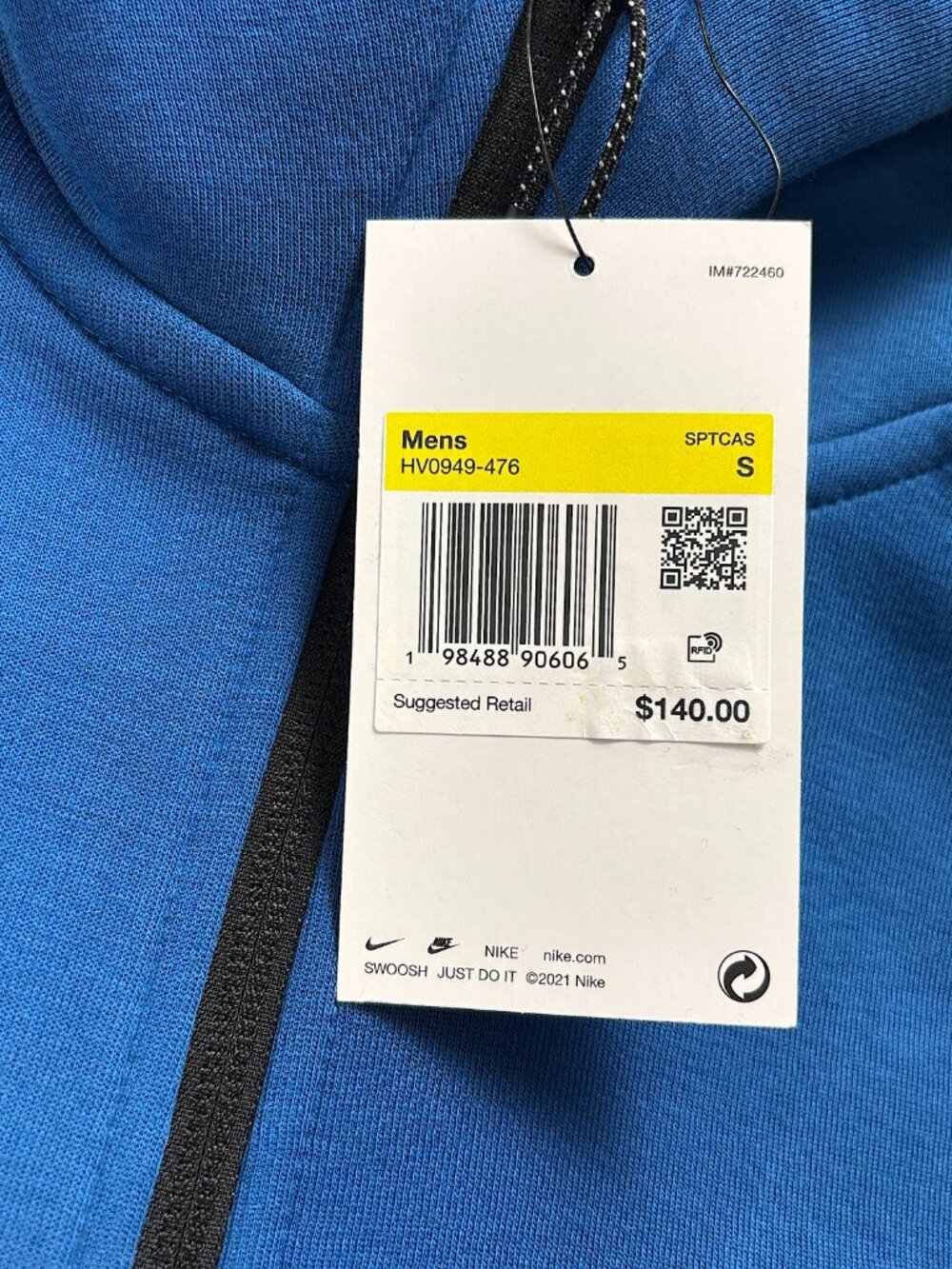Nike Mens Tech Fleece Zip Up NWT Hoodie Blue Sz S HV0949-476 Sweatshirt New - Picture 3 of 10